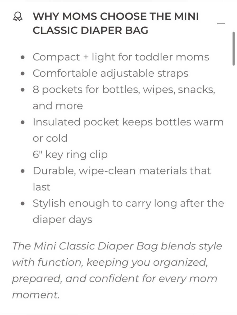 Freshly Picked Mini II Diaper Bag Backpack color Stone - Picture 10 of 12